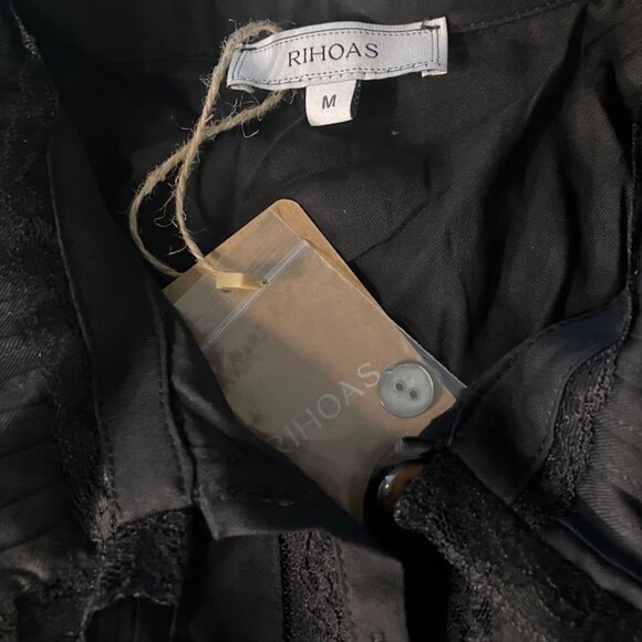 Vintage French Style Chelsea Collar Lace Trim Cotton Blouse NWT - Picture 4 of 4